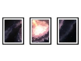 Quadro mdf preto 30x66 universo colorido mod 57