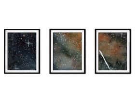 Quadro mdf preto 30x66 universo colorido mod 94