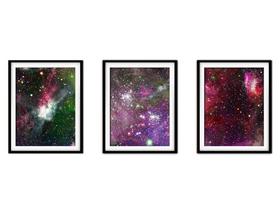 Quadro mdf preto 45x96 universo colorido mod 219