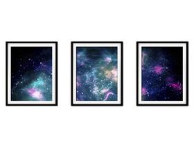 Quadro mdf preto 45x96 universo colorido mod 240