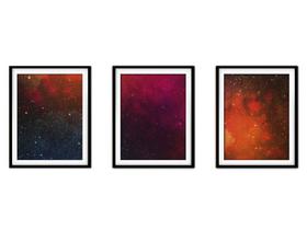 Quadro mdf preto 45x96 universo colorido mod 41