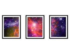 Quadro mdf preto 55x110 universo colorido mod 101