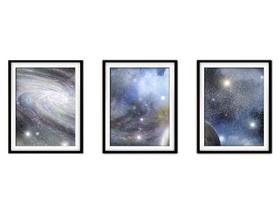 Quadro mdf preto 55x110 universo colorido mod 270