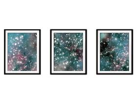 Quadro mdf preto 68x126 universo colorido mod 83