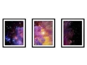 Quadro mdf preto 80x140 universo colorido mod 266