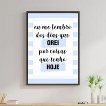 Quadro Me Lembro Dos Dias Que Orei - Azul 60x40cm Quadro Me Lembro Dos Dias Que Orei - Azul 60x40cm