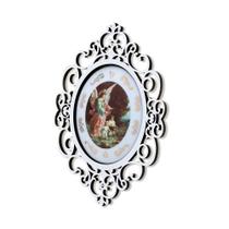 Quadro Medalhão Religioso berço casa Anjo da Guarda 13,5 x 9 cm detalhe em ouro
