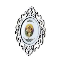 Quadro Medalhão Religioso berço Nossa Senhora de Schoenstatt 13,5 x 9 cm detalhe em ouro Design Medalhas