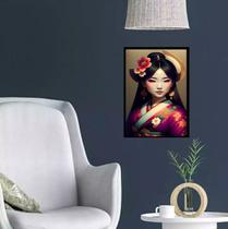 Quadro Menina Gueixa 45x34cm - com vidro