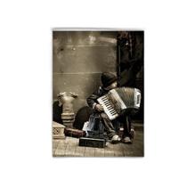 Quadro Menininho Com Sanfona 33X24Cm Com Vidro - Preta