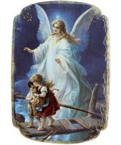 Quadro Mesa Colecionável Natal Anjo Da Guarda Crianças 20cm