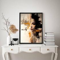 Quadro Metade Mulher Metade Abstrato 33X24Cm - Com Vidro