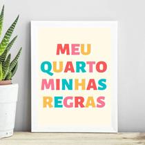 Quadro Meu Quarto Minhas Regras 24x18cm - com vidro