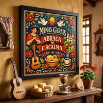 Quadro Minas Gerais Abraça 33x33cm Mold Branca