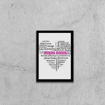 Quadro Minha Dinda Qualidades Coração Branco 45x34cm - com vidro