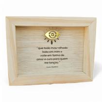 Quadro Mini de Mesa Madeira Natural Decorativa - Mau Olhado