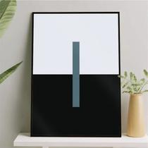 Quadro Minimalista Abstrato Azul Petróleo e Preto 24x18cm