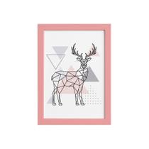 Quadro Minimalista Alce Cinza e Rosa Moldura Rosa 22x32cm Quadro Minimalista Alce Cinza e Rosa Moldura Rosa 22x32cm