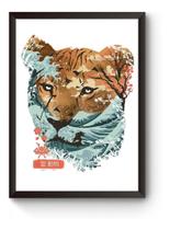 Quadro Minimalista Animal Tigre Natureza Poster Moldurado