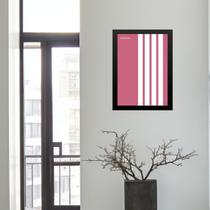 Quadro Minimalista Bauhaus Rosa Listras Brancas 33x24cm Quadro Minimalista Bauhaus Rosa Listras Brancas 33x24cm