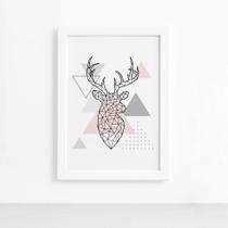Quadro Minimalista Cabeça de Alce Moldura Branca 22x32cm Quadro Minimalista Cabeça de Alce Moldura Branca 22x32cm