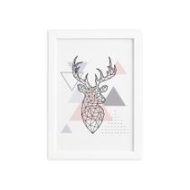 Quadro Minimalista Cabeça de Alce Moldura Branca 33x43cm Quadro Minimalista Cabeça de Alce Moldura Branca 33x43cm