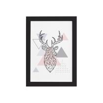 Quadro Minimalista Cabeça de Alce Moldura Preta 33x43cm