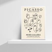 Quadro Minimalista Faces Picasso 24x18cm - Moldura Branca