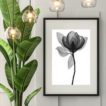 Quadro Minimalista Flor Transparente P&B - 60x48cm Quadro Minimalista Flor Transparente P&B - 60x48cm