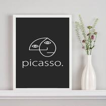 Quadro Minimalista Fundo Preto Picasso 33X24Cm - Com Vidro - Quadros On-Line