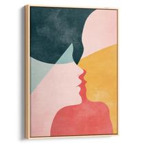 Quadro Minimalista - Interação de Perfis Abstratos e Cores