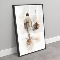 Quadro Minimalista Jesus Sobre Águas - 70x50cm Quadro Minimalista Jesus Sobre Águas - 70x50cm
