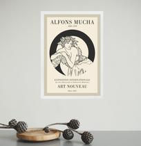 Quadro Minimalista Mulher Mucha - Art Nouveau 33x24cm - com vidro