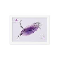 Quadro Minimalista Safari Onça Lilás Moldura Branca 22x32c Quadro Minimalista Safari Onça Lilás Moldura Branca 22x32c