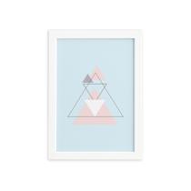Quadro Minimalista Triângulos Moldura Branca 22x32cm