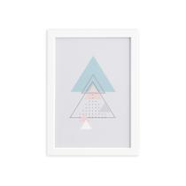 Quadro Minimalista Triângulos Moldura Branca 33x43cm