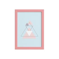 Quadro Minimalista Triângulos Moldura Rosa 22x32cm