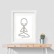 Quadro Minimalista Yoga Bonequinho - 60X48Cm - Com Vidro