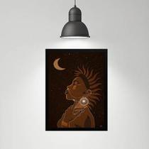 Quadro Místico Arte Índia Lua 33x24cm Quadro Místico Arte Índia Lua 33x24cm