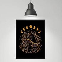Quadro Místico Cogumelo - Fases Da Lua 24X18Cm - Com Vidro