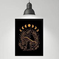 Quadro Místico Cogumelo - Fases Da Lua 24X18Cm - Com Vidro