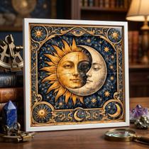 Quadro Místico Sol e Lua 33x33cm Mold Branca Quadro Místico Sol e Lua 33x33cm Mold Branca