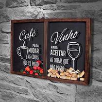 Quadro Misto para Rolhas e Cápsulas de café - Mudar e Aceitar - Quadro Novo