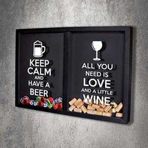 Quadro Misto para Rolhas e Tampinhas - All You Need e Keep calm - Quadro Novo Quadro Misto para Rolhas e Tampinhas - All You Need e Keep calm - Quadro Novo
