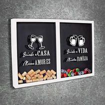 Quadro Misto para Rolhas e Tampinhas - Brindo a casa... - Quadro Novo Quadro Misto para Rolhas e Tampinhas - Brindo a casa... - Quadro Novo