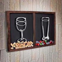 Quadro Misto para Rolhas e Tampinhas - Copo e Taça 1 - Quadro Novo Quadro Misto para Rolhas e Tampinhas - Copo e Taça 1 - Quadro Novo