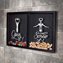 Quadro Misto para Rolhas e Tampinhas - Open and Screw - Quadro Novo