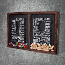 Quadro Misto para Rolhas e Tampinhas - Tipos de Vinho e Cerveja 3 - Quadro Novo Quadro Misto para Rolhas e Tampinhas - Tipos de Vinho e Cerveja 3 - Quadro Novo