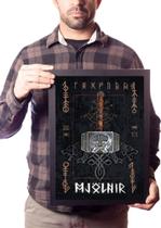 Quadro Mitologia Nórdica Arte Mjolnir Martelo Thor Decoração - Fanarte Quadro Mitologia Nórdica Arte Mjolnir Martelo Thor Decoração - Fanarte