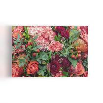 Quadro Mix De Craveiros Rosas E Frutos Canvas 60X40Cm